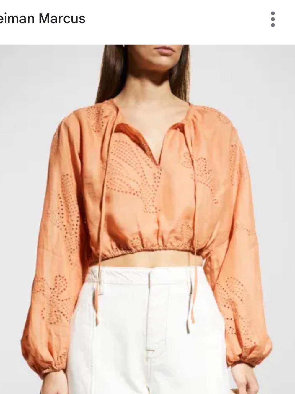 Frame Denim Peach Eyelet tie Crop Top